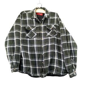 Vintage Wrangler Mens Quilted Liner Green Plaid Shacket Shirt Jacket Coat Size L